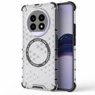 For Realme 13 Pro 5G Global Honeycomb Magnetic Ring Shockproof Phone Case(White) - 1