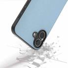 For iPhone 16 ABEEL Black Frame Genuine Leather Elegant Phone Case(Sky Blue) - 3