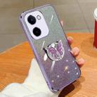 For vivo Y100i Plated Gradient Glitter Butterfly Holder TPU Phone Case(Purple) - 1