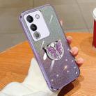 For vivo Y200 Global / V29E Plated Gradient Glitter Butterfly Holder TPU Phone Case(Purple) - 1