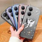 For vivo Y35+ Plated Gradient Glitter Butterfly Holder TPU Phone Case(Black) - 2