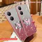 For vivo Y35+ Plated Gradient Glitter Butterfly Holder TPU Phone Case(Black) - 3