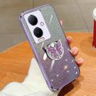 For vivo Y78+ Plated Gradient Glitter Butterfly Holder TPU Phone Case(Purple) - 1