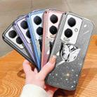 For vivo Y78+ Plated Gradient Glitter Butterfly Holder TPU Phone Case(Silver) - 2