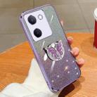 For vivo Y100 5G Plated Gradient Glitter Butterfly Holder TPU Phone Case(Purple) - 1