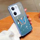 For vivo Y100 5G Plated Gradient Glitter Butterfly Holder TPU Phone Case(Sierra Blue) - 1