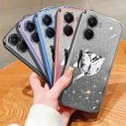 For vivo Y16 Plated Gradient Glitter Butterfly Holder TPU Phone Case(Silver) - 2