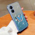 For vivo Y16 Plated Gradient Glitter Butterfly Holder TPU Phone Case(Sierra Blue) - 1