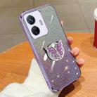 For vivo Y77E Plated Gradient Glitter Butterfly Holder TPU Phone Case(Purple) - 1