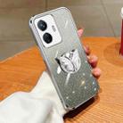 For vivo Y77E Plated Gradient Glitter Butterfly Holder TPU Phone Case(Silver) - 1