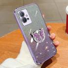 For vivo Y33s 5G / Y75 Plated Gradient Glitter Butterfly Holder TPU Phone Case(Purple) - 1