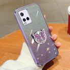 For vivo Y21 Plated Gradient Glitter Butterfly Holder TPU Phone Case(Purple) - 1