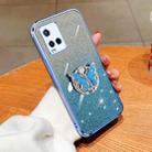 For vivo Y21 Plated Gradient Glitter Butterfly Holder TPU Phone Case(Sierra Blue) - 1