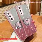 For vivo V20 SE Plated Gradient Glitter Butterfly Holder TPU Phone Case(Purple) - 3
