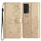 For Huawei P smart 2021 / Y7a Butterfly Love Flower Embossed Leather Phone Case(Gold) - 1