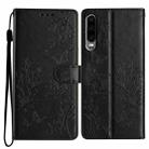 For Huawei P30 Butterfly Love Flower Embossed Leather Phone Case(Black) - 1