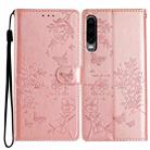 For Huawei P30 Butterfly Love Flower Embossed Leather Phone Case(Rose Gold) - 1