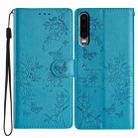 For Huawei P30 Butterfly Love Flower Embossed Leather Phone Case(Blue) - 1