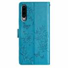 For Huawei P30 Butterfly Love Flower Embossed Leather Phone Case(Blue) - 3