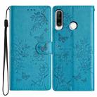 For Huawei P30 lite Butterfly Love Flower Embossed Leather Phone Case(Blue) - 1