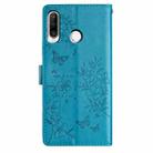 For Huawei P30 lite Butterfly Love Flower Embossed Leather Phone Case(Blue) - 3
