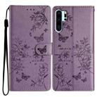 For Huawei P30 Pro Butterfly Love Flower Embossed Leather Phone Case(Purple) - 1