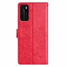 For Huawei P40 Butterfly Love Flower Embossed Leather Phone Case(Red) - 3