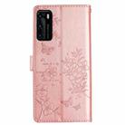 For Huawei P40 Butterfly Love Flower Embossed Leather Phone Case(Rose Gold) - 3