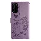 For Huawei P40 Butterfly Love Flower Embossed Leather Phone Case(Purple) - 3