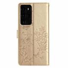 For Huawei P40 Pro Butterfly Love Flower Embossed Leather Phone Case(Gold) - 3