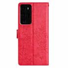 For Huawei P40 Pro Butterfly Love Flower Embossed Leather Phone Case(Red) - 3