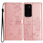 For Huawei P40 Pro Butterfly Love Flower Embossed Leather Phone Case(Rose Gold) - 1