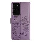 For Huawei P40 Pro Butterfly Love Flower Embossed Leather Phone Case(Purple) - 3