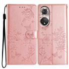 For Huawei P50 Butterfly Love Flower Embossed Leather Phone Case(Rose Gold) - 1