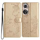 For Huawei P50 Pro Butterfly Love Flower Embossed Leather Phone Case(Gold) - 1