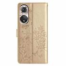 For Huawei P50 Pro Butterfly Love Flower Embossed Leather Phone Case(Gold) - 3