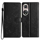 For Huawei P50 Pro Butterfly Love Flower Embossed Leather Phone Case(Black) - 1