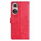 For Huawei P50 Pro Butterfly Love Flower Embossed Leather Phone Case(Red) - 3