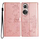 For Huawei P50 Pro Butterfly Love Flower Embossed Leather Phone Case(Rose Gold) - 1