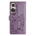 For Huawei P50 Pro Butterfly Love Flower Embossed Leather Phone Case(Purple) - 3