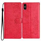 For Huawei Y5 2019 Butterfly Love Flower Embossed Leather Phone Case(Red) - 1