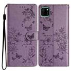 For Huawei Y5p Butterfly Love Flower Embossed Leather Phone Case(Purple) - 1