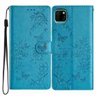 For Huawei Y5p Butterfly Love Flower Embossed Leather Phone Case(Blue) - 1
