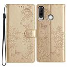 For Huawei Y6p Butterfly Love Flower Embossed Leather Phone Case(Gold) - 1