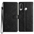 For Huawei Y6p Butterfly Love Flower Embossed Leather Phone Case(Black) - 1