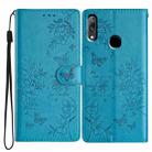 For Huawei Y7 2019 Butterfly Love Flower Embossed Leather Phone Case(Blue) - 1