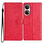 For Honor X7 / Play 30 Plus Butterflies And Flowers Leather Phone Case(Red) - 1