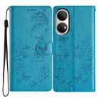 For Honor X7 / Play 30 Plus Butterflies And Flowers Leather Phone Case(Blue) - 1