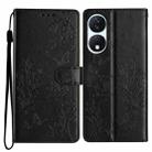 For Honor X7b Butterflies And Flowers Leather Phone Case(Black) - 1