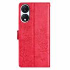 For Honor X7b Butterflies And Flowers Leather Phone Case(Red) - 3